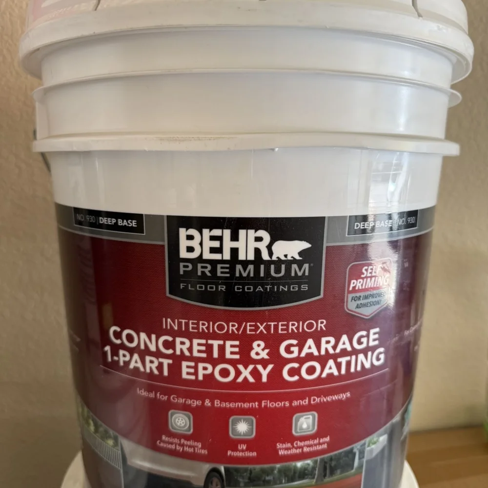 BEHR 1-Part Epoxy — Deep Base · Requires compatible tinting, actual 5 gallon bucket