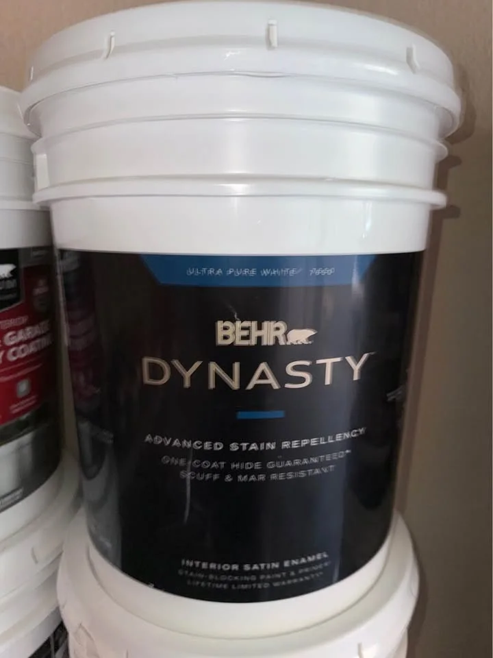 Actual sealed BEHR Dynasty interior satin bucket from Sam’s inventory