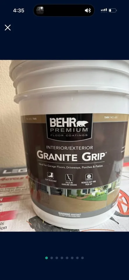 BEHR Granite Grip — Tan · Textured concrete coating, actual 5 gallon bucket