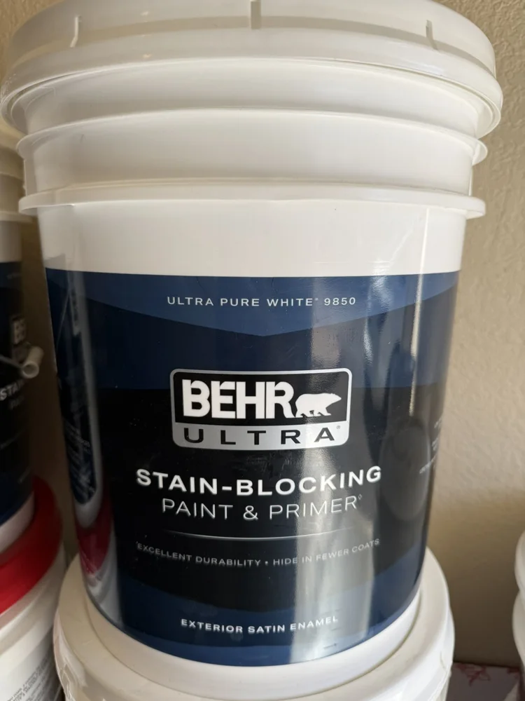 BEHR Ultra — Ultra Pure White · Exterior satin, actual 5 gallon bucket